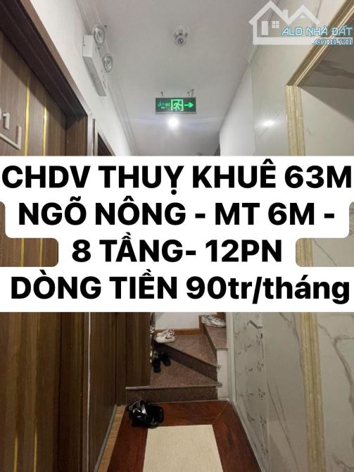 💰💰 CHDV THỤY KHUÊ - VÕNG THỊ - 8 TẦNG - 12 PHÒNG DÒNG TIỀN ~ 90Tr/ Tháng