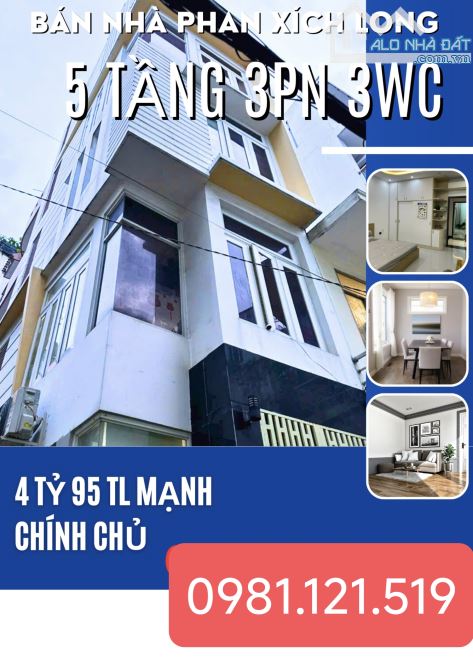 Bán Nhà 5 lầu 6PN PHAN XÍCH LONG PHÚ NHUẬN GIÁ 4TỶ.X