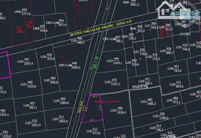 án đất phường Lộc Hưng, TX Trang Bàng - DT : 776m ( 39 x 29 m ) giá 650tr