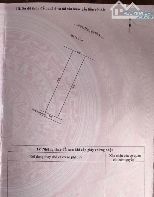 BÁN LÔ ĐẤT GIÁ TỐT NHẤT KHU VỰC ĐƯỜNG PHẠM VĂN ĐỒNG 250M ( 54 TỈ )