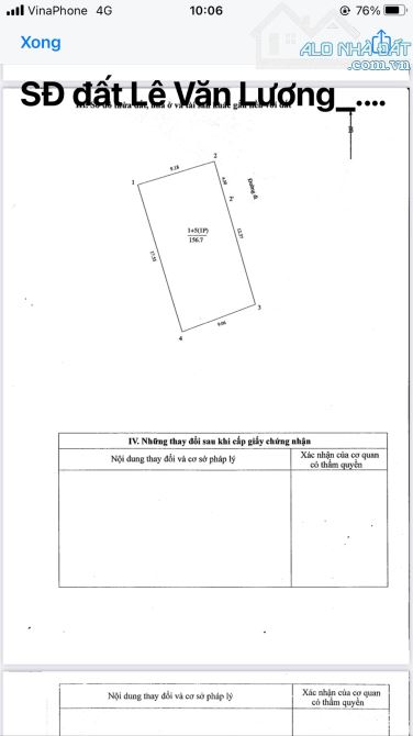 Bán lô đất ngõ 21 Lê Văn Lương. DT 168m2, cách phố 100m. Giá 34,5 tỷ