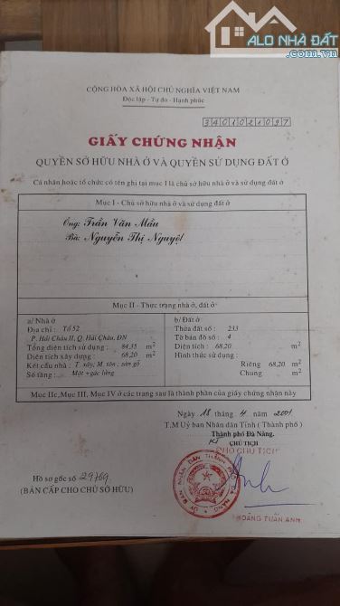 Bán đất kiệt 269 Ông Ích Khiêm bên cạnh Chợ Cồn