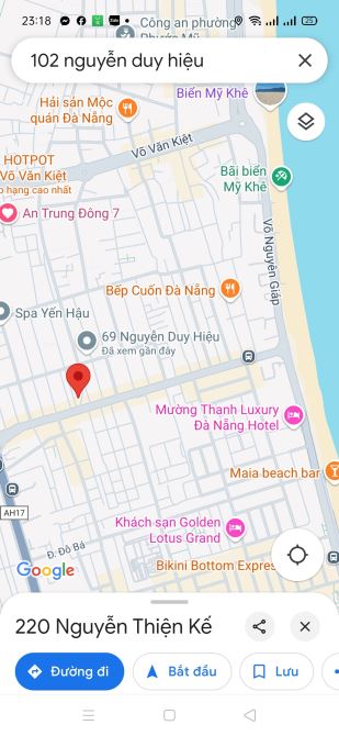 BÁN ĐẤT NGUYỄN VĂN THOẠI - SƠN TRÀ -  GẦN BIỂN MỸ KHÊ