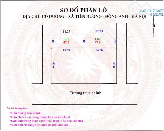 ✅Hàng hót bóng bỏng tay tại Cổ Dương-Đông Anh.Lô01:47m2 giá 3.430tr.Lô02:42,5 m2 giá 2.975 - 3