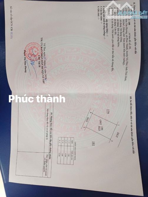 Bán đất Phúc Thành Vũ Thư Thái Bình