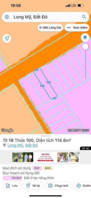 Bán lô đất 5x23m có 100TC Khu Phan Gia -Long Mỹ - 1