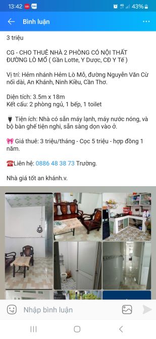 Nhà 2 phòng có nội thất gần siêu thị Lotte - 1