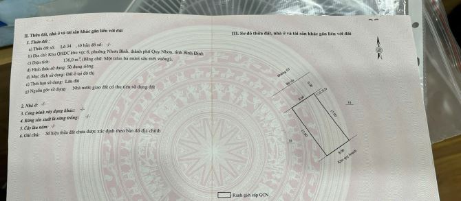 Bán lô đất mặt tiền đường D1 lộ giới 24m kv6 nhơn bình dt 8x17=136m2 giá 3ty200