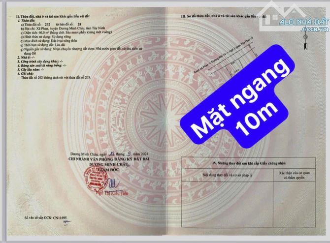 bán đất mặt tiền đường ĐT784 nhựa 12m thông liên xã phan, huyện dương minh châu tây nin