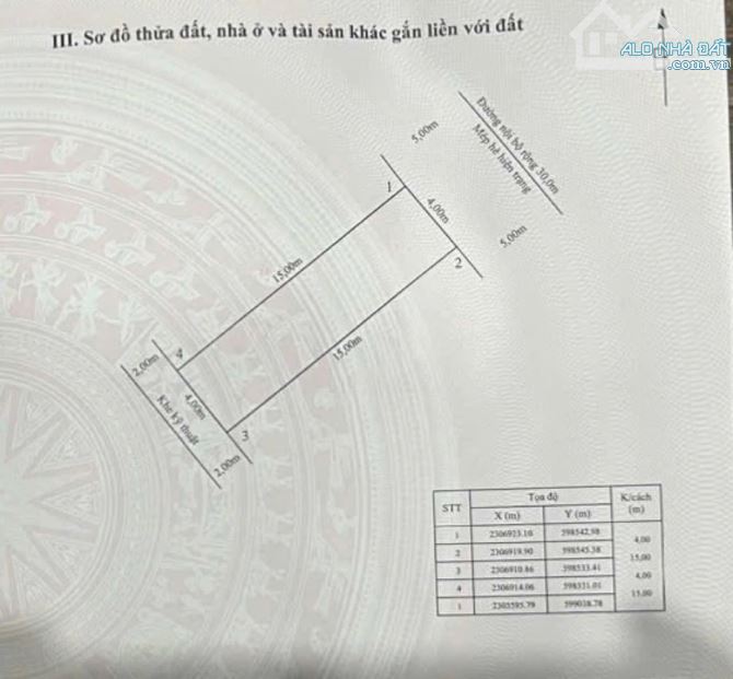 Lô hiếm trục đường đôi 30m UBND Quận Ngô Quyền dt 60m - mt 4m