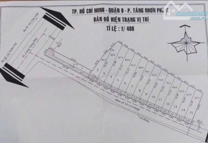 Bán đất hẻm 14 Làng Tăng Phú , P.TNPA , Quận 9 _ DT :93m - 3