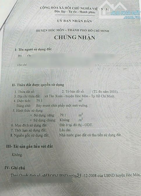 Nhà cấp 4 ngay 1 Sẹc đường Tân Xuân 2, Hóc Môn. Gần đoạn giao Trung Mỹ Tân Xuân. 730 triệu - 8