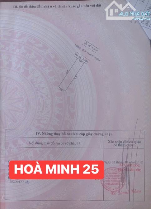 BÁN ĐẤT MT ĐƯỜNG HOÀ MINH 25-KHU B PHƯƠNG TRANG- HOÀ MINH-LIÊN CHIỂU