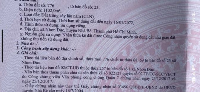 1102m2 ngang 30m,Mặt tiền Nguyễn Bình.Nhơn Đức,Nhà Bè.Gần KDC Nhơn Đức , Gần 3 Trường ĐH - 1