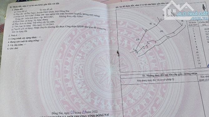 BÁN ĐẤT 1 SẸC QUỐC LỘ 20 8433M2 KHU DÂN CƯ CÁCH QUỐC LỘ 20 CHỈ 800M GIÁ RẺ 4TỶ5