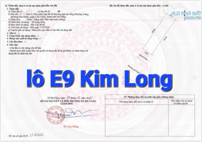 Bán gấp lô E9 kim long - đường Hoà phú 27