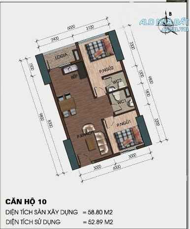 Bán căn hộ view xéo biển rẻ nhất Mường Thanh Viễn Triều, dt 59m2 tầng cao, giá chỉ 1 tỷ 60 - 1