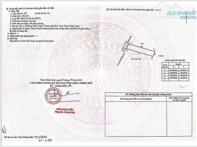 Đất kiệt ô tô Thanh Hải thông Lê Ngô Cát, Huế giá rẻ