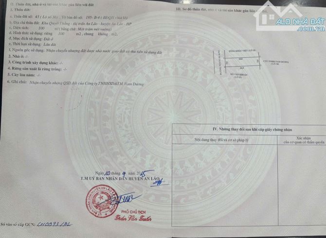 BÁN ĐẤT TẠI KHU QUYẾT THẮNG THỊ TRẤN AN LÃO, ĐƯỜNG NGUYỄN VĂN TRỖI, HẢI PHÒNG - 4