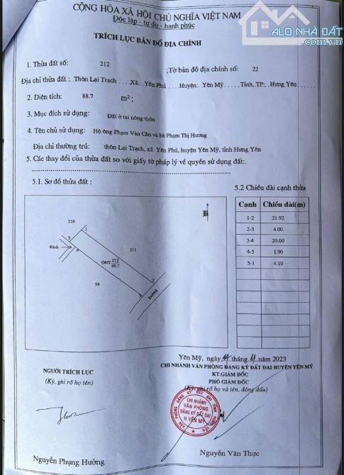 Hiếm bán lô đất 88m đường ô tô giá đầu tư tại Yên Phú, Yên Mỹ, Hưng Yên