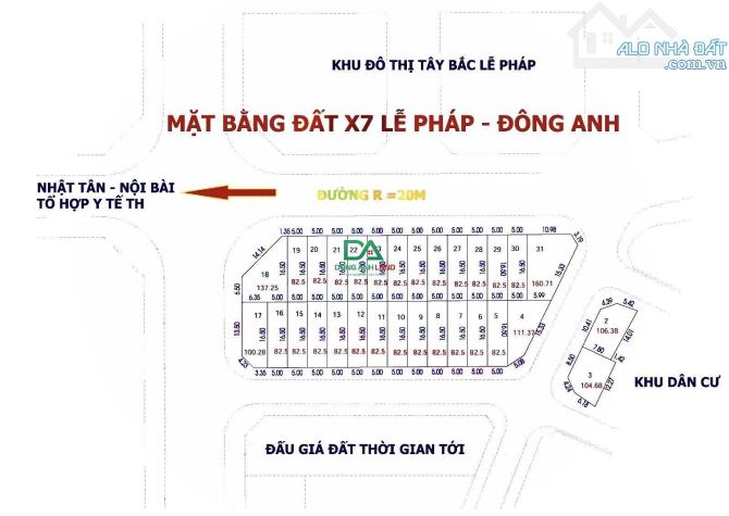 Bán đất đấu giá Lễ Pháp Tiên Dương Đông Anh (X7 Tây Bắc Lễ Pháp) - 1