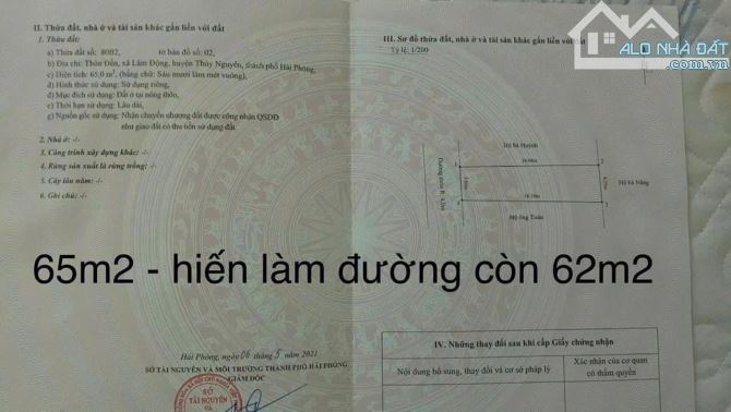 Bán đất Lâm Động trung tâm thành phố trục thôn thông 62m giá 1,6x tỷ - 1