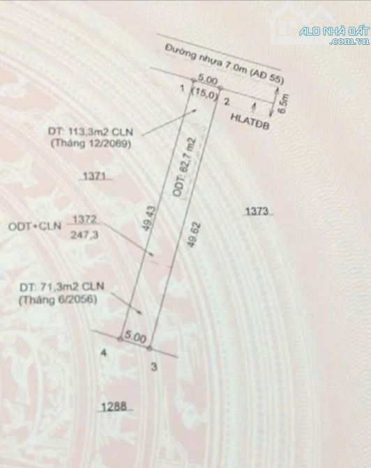 BÁN ĐẤT MT AN ĐIỀN 55, TP.BẾN CÁT, DT: 5x49, TC62,7M2, SHR, GIÁ 1,350 TỶ - 2