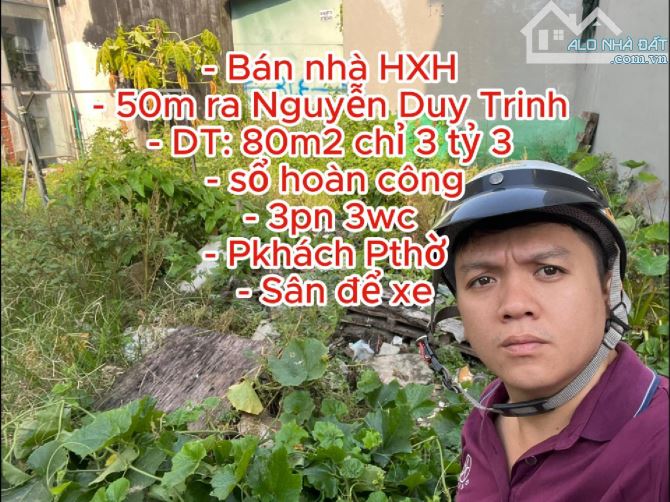 HXH 50m ra Nguyễn Duy Trinh 80m2 chỉ 3 tỷ 3 3pn 3wc Pkhách Pthờ BTCT