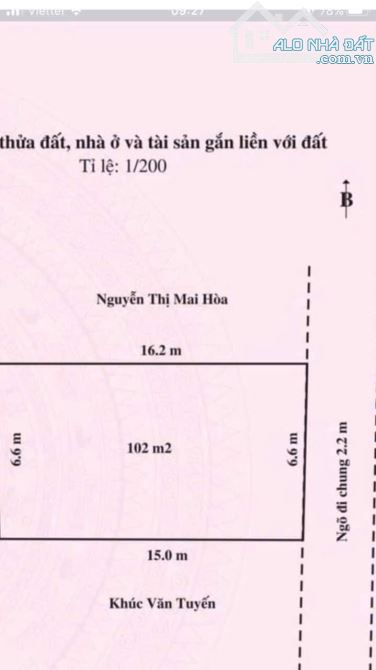 Bán Lô đất 102m giá chỉ 1,5xx tỷ thôn Sú 1 Lâm Động trục thôn vào thẳng tắp Thuỷ Nguyên  D