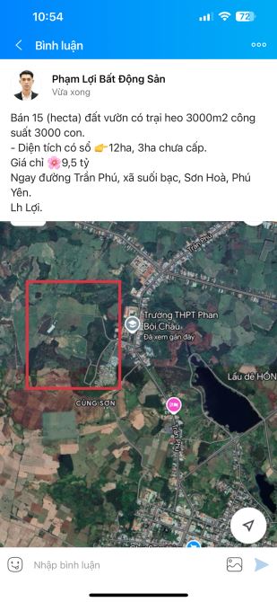 Bán 150.000m2 đất sát đường Trần Phú, xã suối bạc, sơn hoà, phú yên. - 1