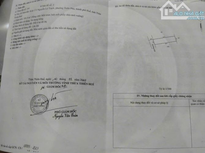 Đất kiệt ô tô đường Nguyễn Lộ Trạch, phường Xuân Phú, Tp.Huế ❌ Dt: 102m2 - Vị trí: Ngay cầ - 3