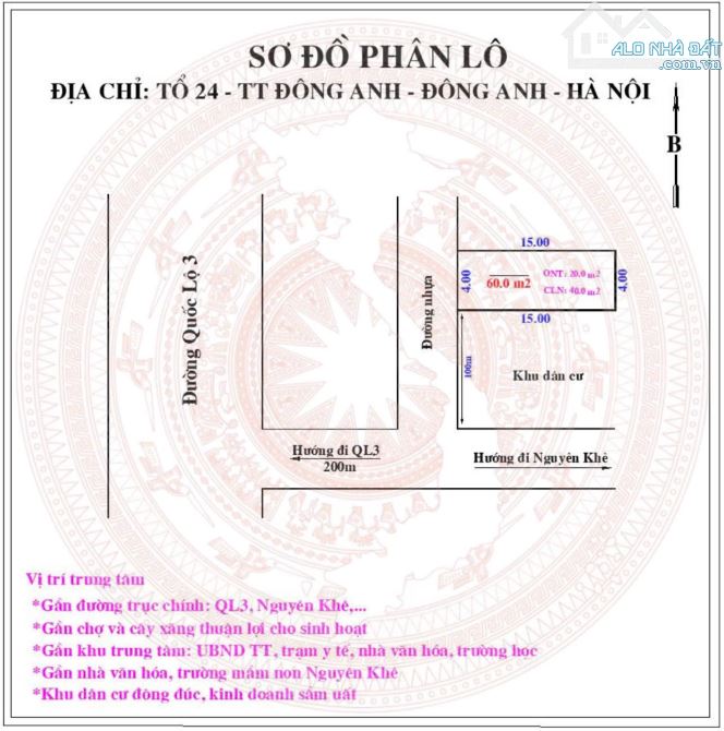 💥💥💥ĐẦU TƯ SINH LỜI💥💥💥 📍 Vị trí: 60m2 tổ 24 TT Đông Anh HN 👉đường 3m ô tô đỗ cửa - 8