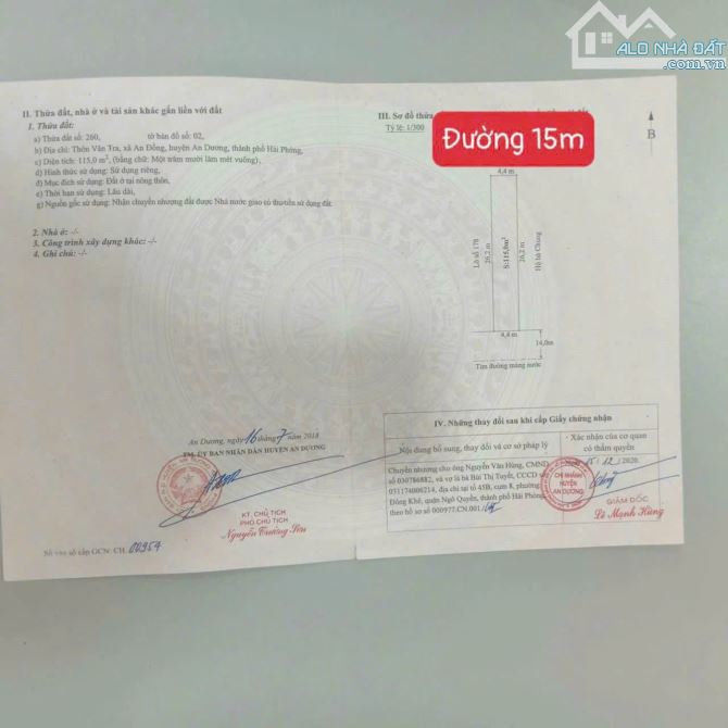 115m2 mặt đường Máng Nước Vân Tra ,An Đồng, An Dương