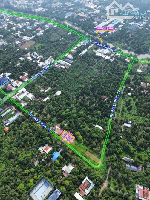 Lô đất với 17m ngang mặt tiền đường Hưng Định 12, View Rạch sạch sẽ, Gần Cầu Ngang Hưng Đị