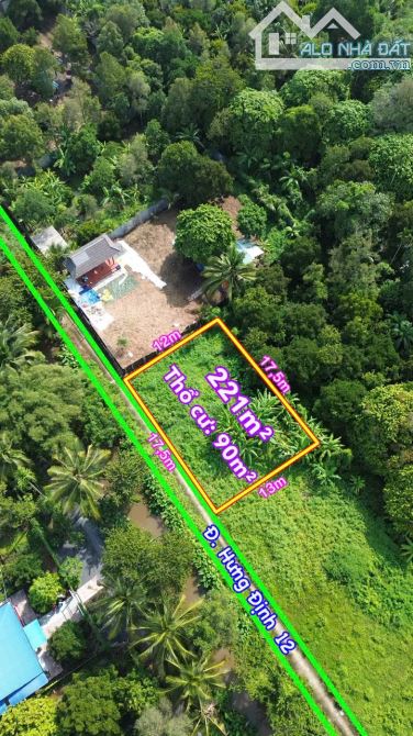 Lô đất với 17m ngang mặt tiền đường Hưng Định 12, View Rạch sạch sẽ, Gần Cầu Ngang Hưng Đị - 1