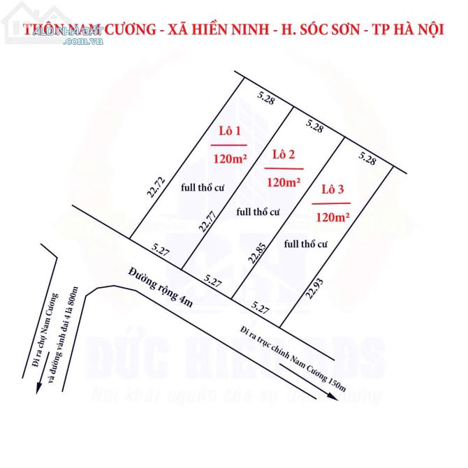 Bán 120m2 đất full thổ cư thôn Nam Cương, Xã Hiền Ninh. Huyện Sóc Sơn, Hà Nội - 2