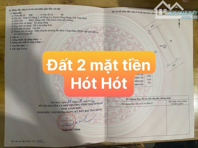 Đất 2 mặt tiền Đông La, Đông Hưng TB quá hợp lý để mua rồi