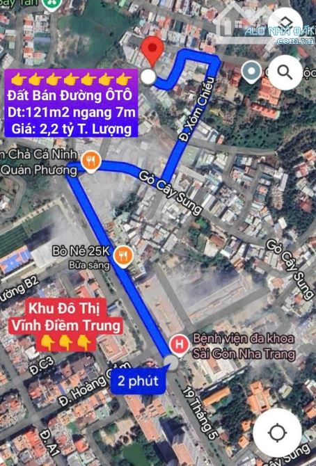 BÁN 121M2  ĐẤT Gần KĐT Vĩnh Điềm Trung, Nha Trang GIÁ CHỈ 2 TỶ 2