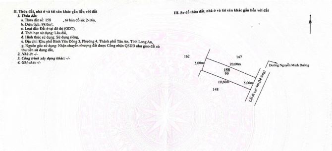 ✅ Bán đất thổ đường 8m hẽm Nguyễn Minh Đường và QL 1A thuộc Phường 4 , TP Tân An _ 5x20m2 - 6