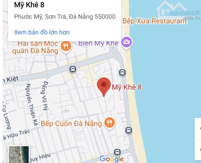 BÁN LÔ ĐẤT ĐẸP 3 MẶT TIỀN MỸ KHÊ DT90m2 CÁCH BÃI TẮM MỸ KHÊ VÀI BƯỚC CHÂN-GIÁ NHỈNH 9,0 TỶ