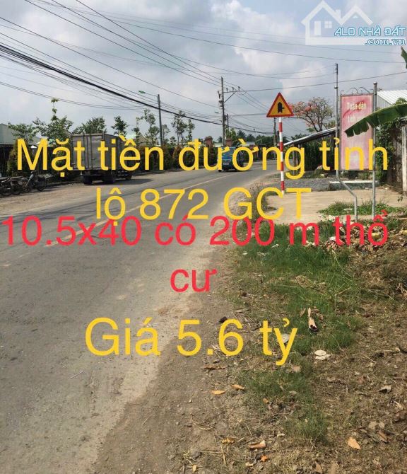 BÁN ĐẤT THỔ CƯ MT TĨNH LỘ 872, HUYỆN GÒ CÔNG TÂY, TIỀN GIANG(10,5x40) GIÁ CỰC RẼ 5 TỶ 300