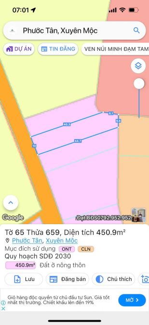 Phước Tân - Xuyên Mộc quá ngộp  🌈DT 10x45m -450m2 - 3