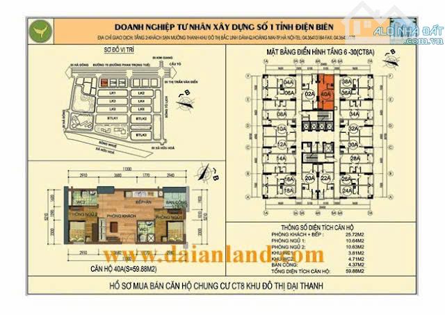 Cần bán Gấp Căn hộ chung cư diện tích 60m2 gồm 2PN, 2wc Tòa CT8A Khu đô thị  Đại Thanh - 7