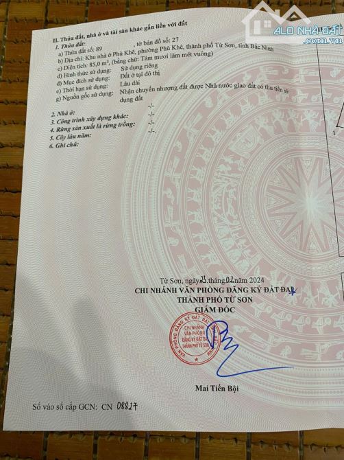 CC EM CẦN BÁN NGAY 01 lô chợ gỗ chắc - PHÙ KHÊ- TỪ SƠN - BẮC NINH 💵 giá chỉ 2ty8 💵 - 1
