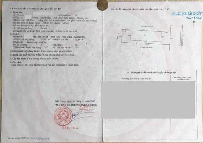 CẦN BÁN LÔ ĐẤT MẶT TIỀN ĐƯỜNG DƯƠNG HIẾN QUYỀN 2, TP NHA TRANG GIÁ 9,671 TỶ - 3
