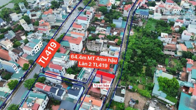 lô đất đẹp 2 mặt đường  64,4m ngõ thông làn 2 TL419 vuông vắn chỉ hơn 2 tỷ