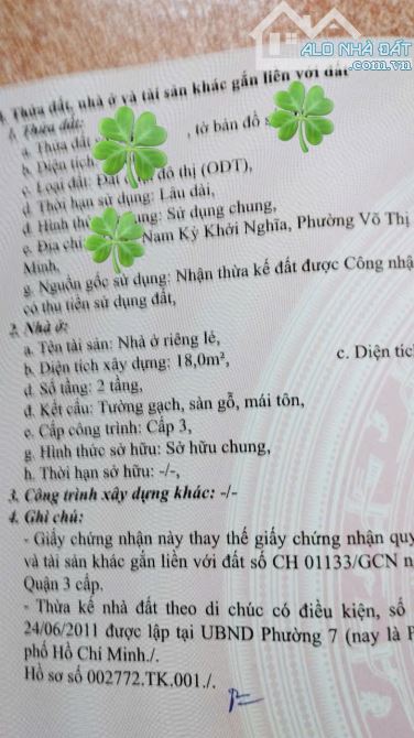 NHÀ CHƯA QUA ĐẦU TƯ- HẺM XE HƠI NAM KÌ KHỞI NGHĨA, Q3 GẦN NGAY Q1