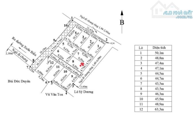 46m2 ngang 4,85m lô góc đất đường Xuân Biều, Nguyễn Lương Bằng, Kiến An - Giá 820 triệu