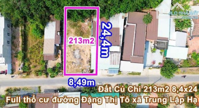 Bạn mình gửi bán lô đất MT Đặng Thị Tô 213m2, Trung Lập Hạ ngang 8 dài 24 - 5