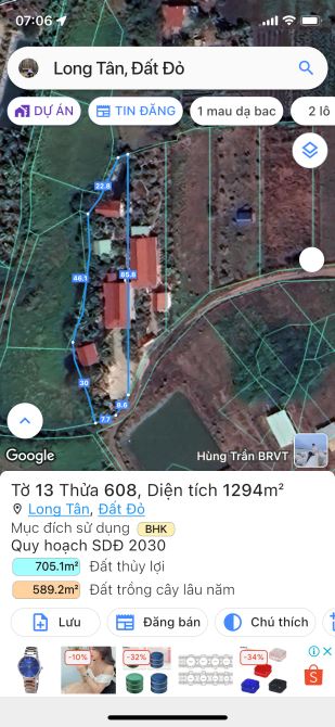 Bán 1.3 sào nhà vườn tại Long Tân Đất Đỏ, tp Bà Rịa chỉ 2ty7 - 7